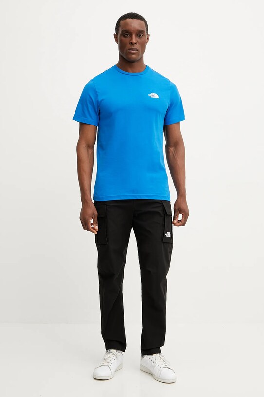 The North Face tricou Simple Dome NF0A87NGT4S1 albastru SS25