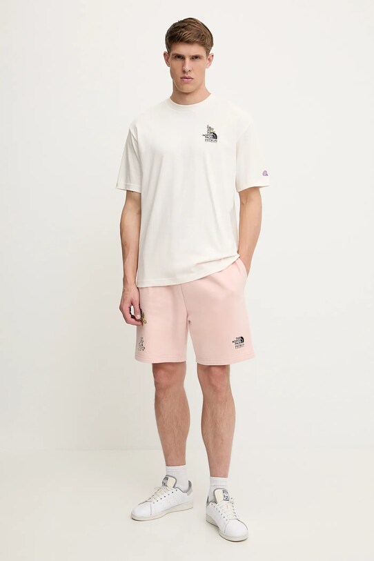 The North Face t-shirt bawełniany Clean Trails NF0A8C2TQLI1 beżowy SS25