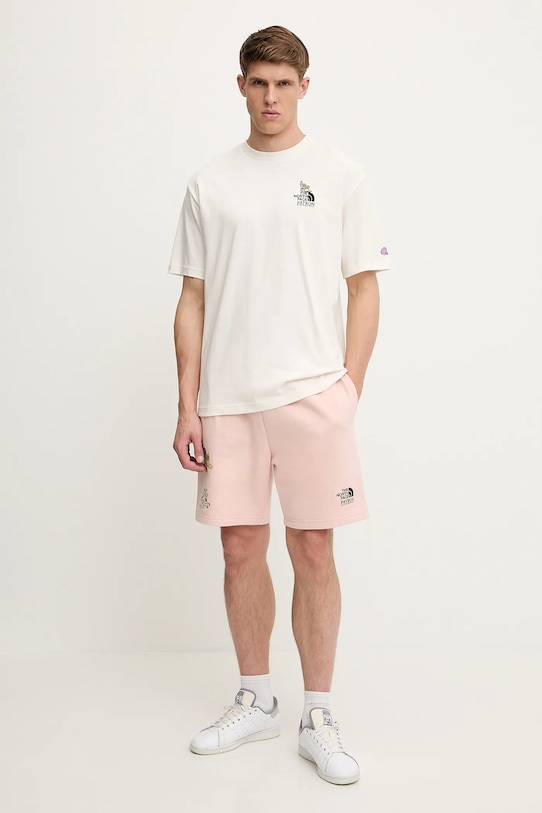 The North Face t-shirt bawełniany Clean Trails NF0A8C2TQLI1 beżowy SS25