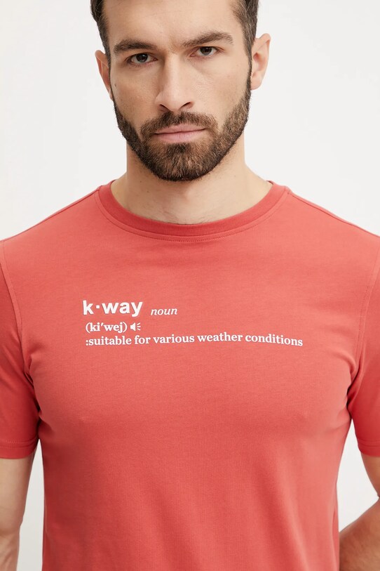 K-Way t-shirt bawełniany nadruk czerwony K3136DW