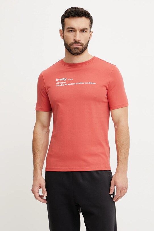 K-Way t-shirt bawełniany czerwony K3136DW