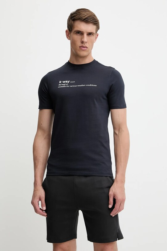 K-Way tricou din bumbac imprimeu bleumarin K3136DW