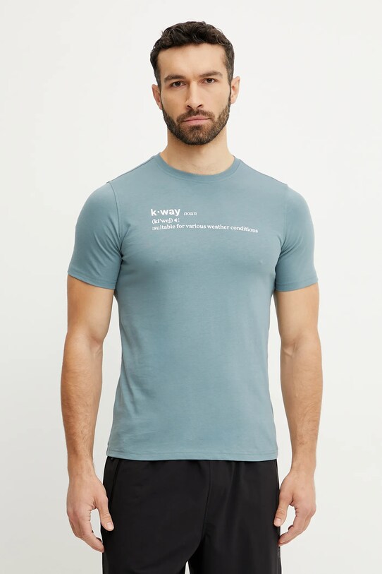 K-Way t-shirt bawełniany nadruk szary K3136DW