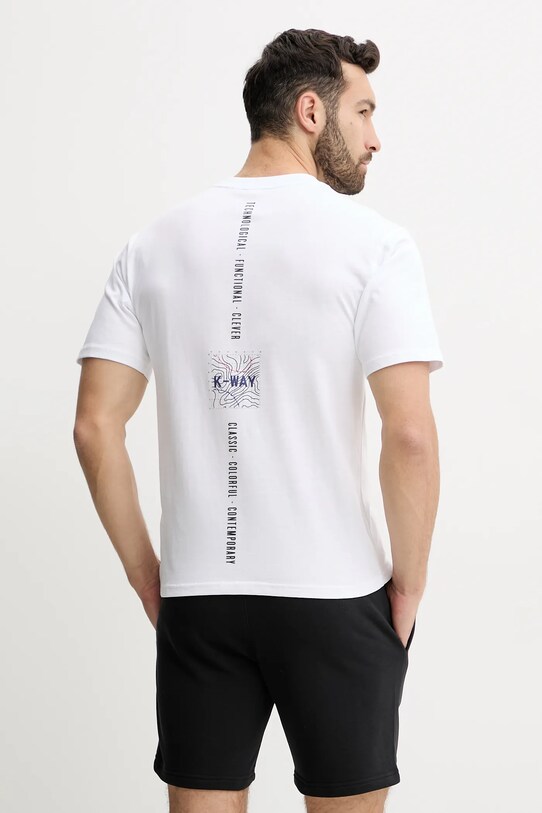 K-Way t-shirt bawełniany nadruk biały K3138PW