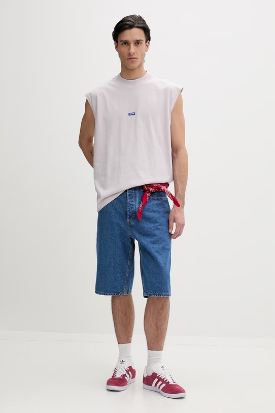 Bavlnené tričko Hugo Blue 50509773 fialová SS26