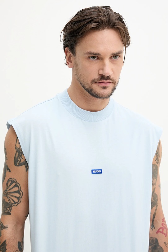 Hugo Blue t-shirt bawełniany Navertz niebieski 50509773