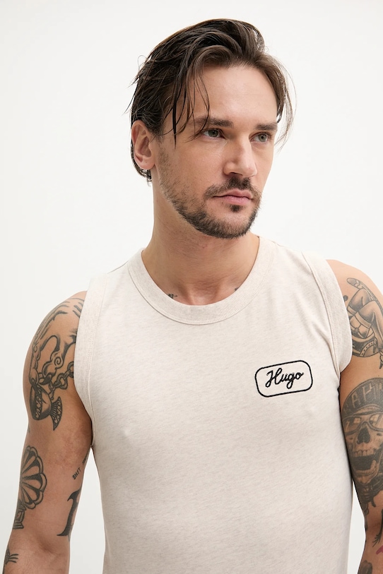 Îmbrăcăminte Hugo Blue tricou din bumbac 50534750 bej