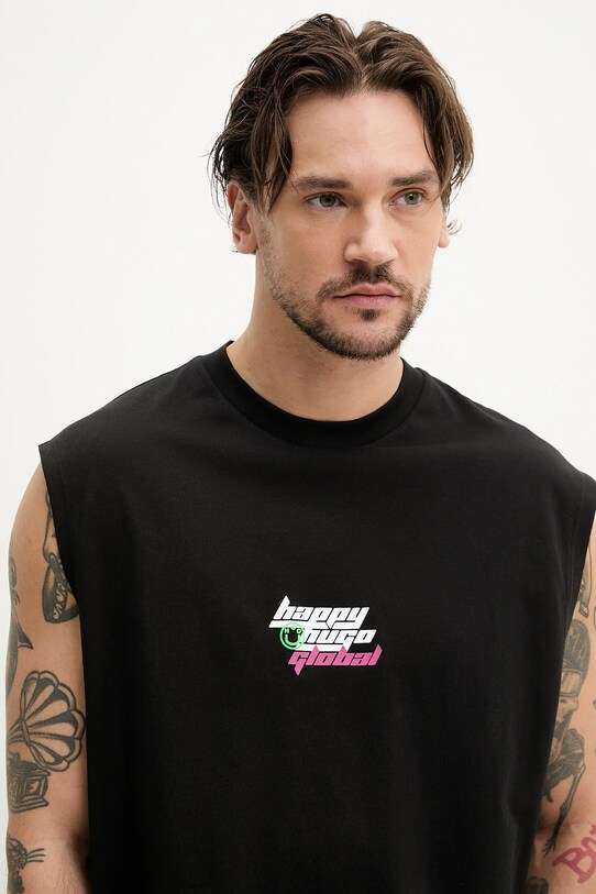 Hugo Blue t-shirt bawełniany czarny 50536121