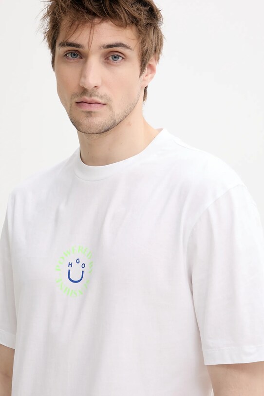 Hugo Blue t-shirt bawełniany biały 50536127