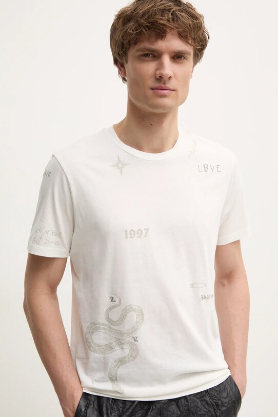 ZADIG&VOLTAIRE t-shirt bawełniany beżowy JMTS01659.103