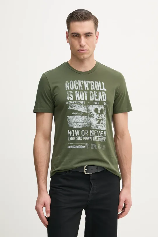 ZADIG&VOLTAIRE t-shirt bawełniany nadruk zielony JMTS01661.300