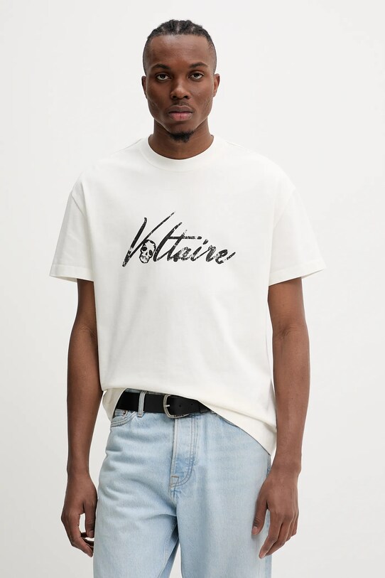 ZADIG&VOLTAIRE t-shirt bawełniany nadruk beżowy JMTS01718.103