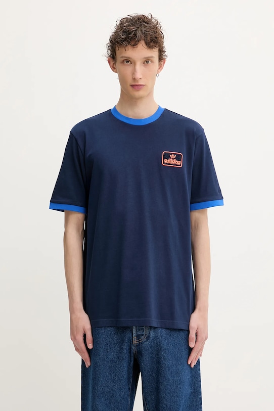 Bavlněné tričko adidas Originals Contrast Tee regular námořnická modř JC8383