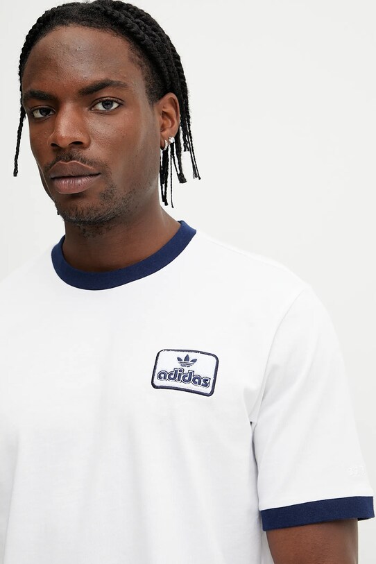 adidas Originals tricou din bumbac Contrast Tee alb JC8384