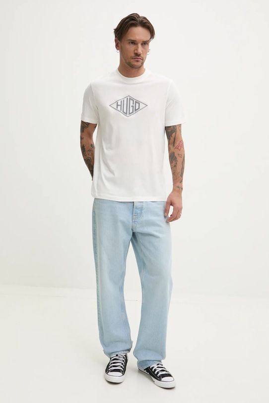 HUGO tricou din bumbac 50534934 alb SS25