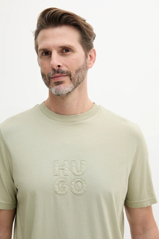 HUGO t-shirt bawełniany zielony 50535284