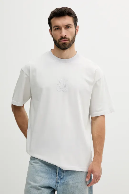 HUGO t-shirt bawełniany aplikacja biały 50535302