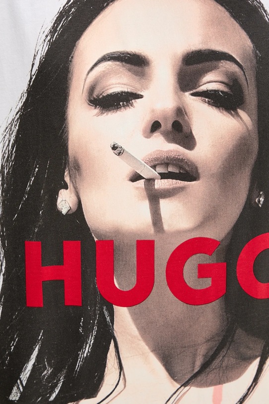 Bavlněné tričko HUGO Duwedie 50535314 bílá