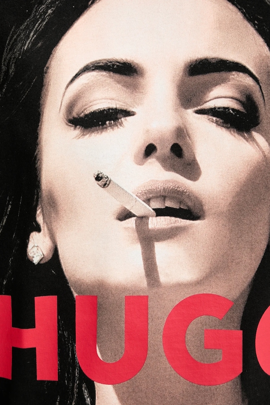 Βαμβακερό μπλουζάκι HUGO 50535314 μαύρο