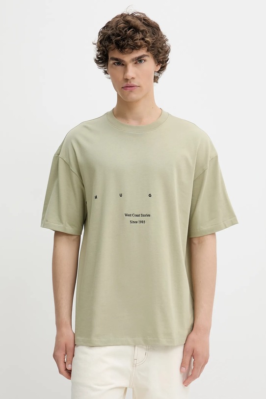 Одежда Хлопковая футболка HUGO 50538958 зелёный