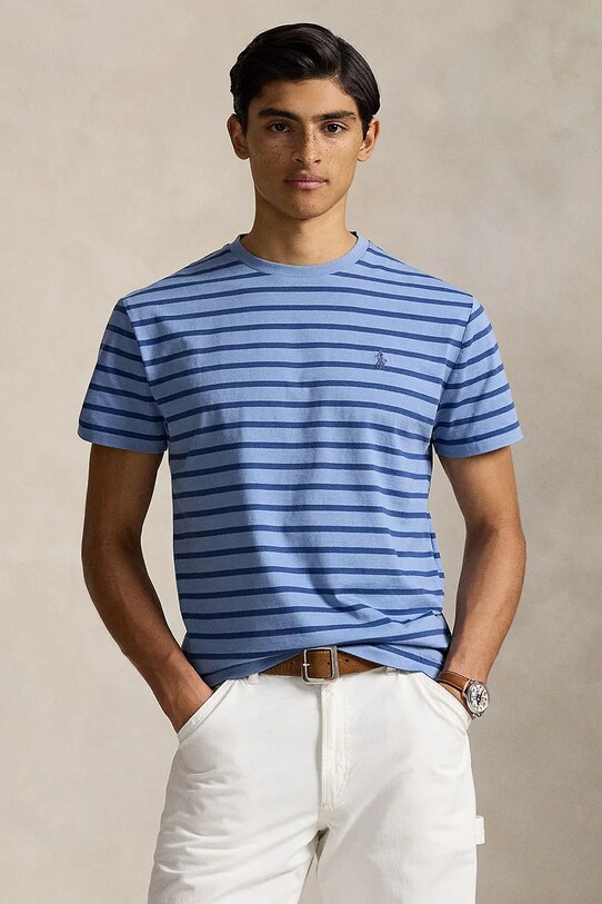 Polo Ralph Lauren t-shirt bawełniany wzorzyste niebieski 710938134
