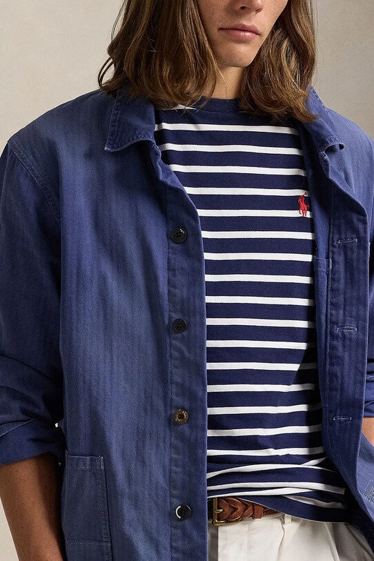 Bombažna kratka majica Polo Ralph Lauren mornarsko modra 710938134