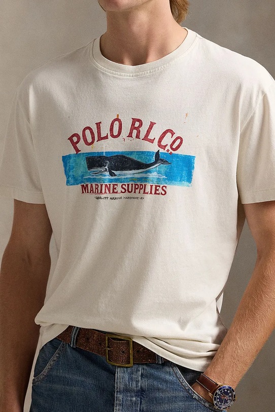 Бавовняна футболка Polo Ralph Lauren білий 710965007