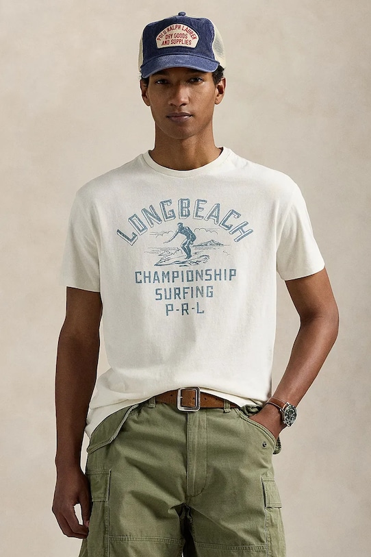 Памучна тениска Polo Ralph Lauren стандартна бял 710966444