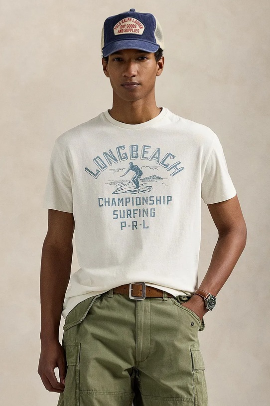 Polo Ralph Lauren tricou din bumbac print alb 710966444