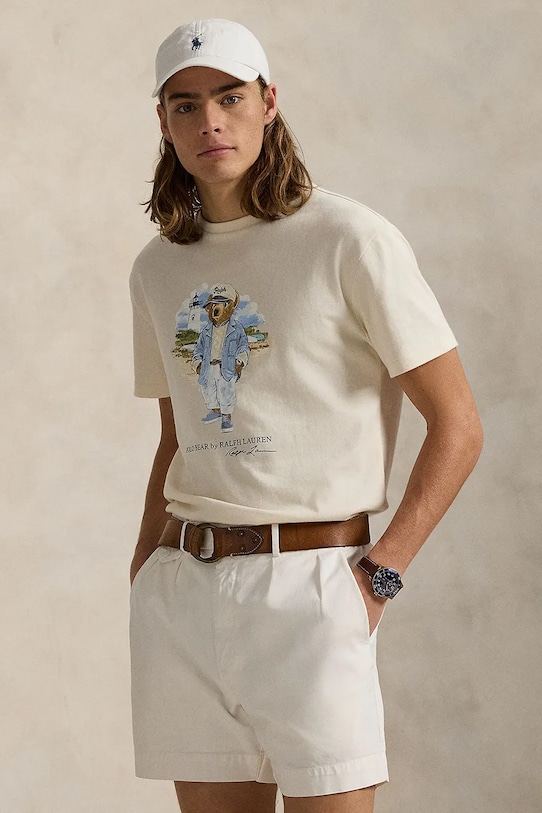 Polo Ralph Lauren tricou din bumbac print alb 710969630