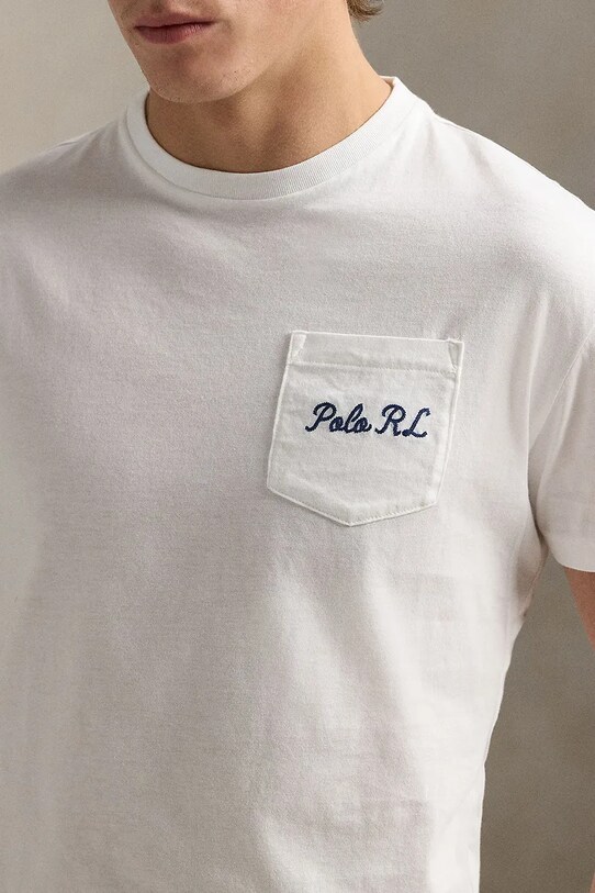 Βαμβακερό μπλουζάκι Polo Ralph Lauren λευκό 710969631