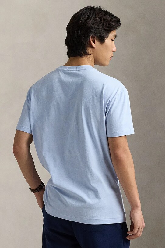 Хлопковая футболка Polo Ralph Lauren 710973137 голубой SS25