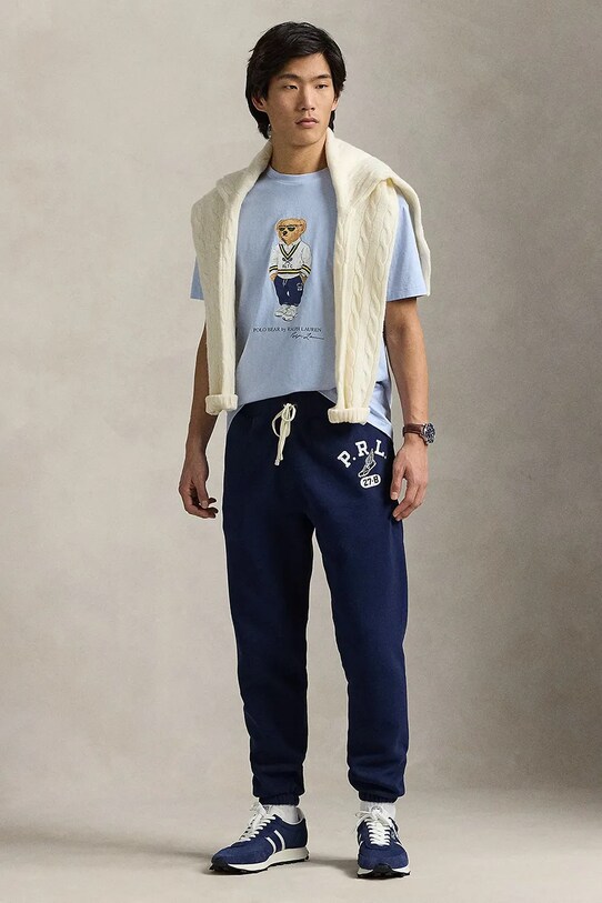 Одежда Хлопковая футболка Polo Ralph Lauren 710973137 голубой