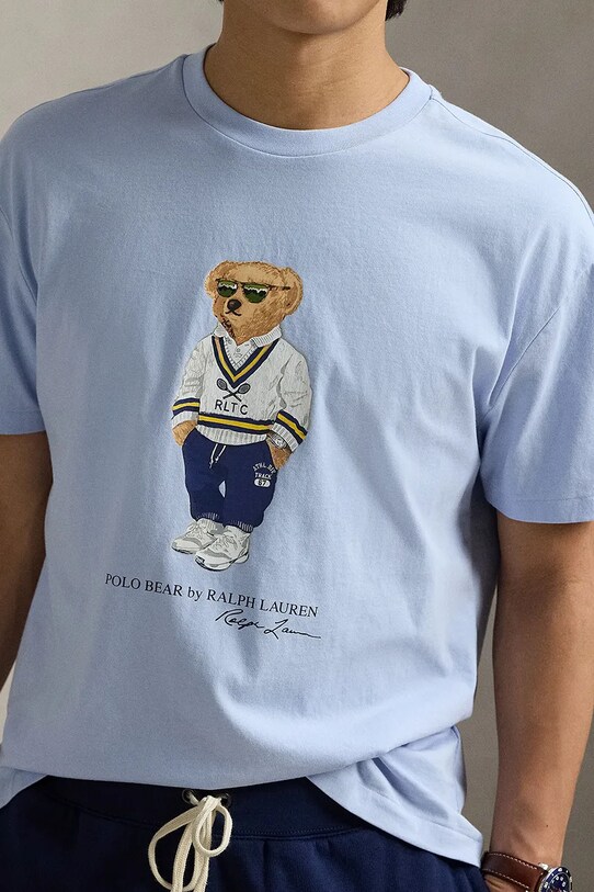 Хлопковая футболка Polo Ralph Lauren голубой 710973137