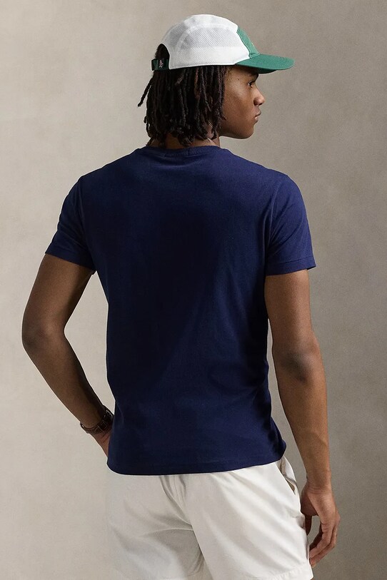 Бавовняна футболка Polo Ralph Lauren 710973137 темно-синій SS25