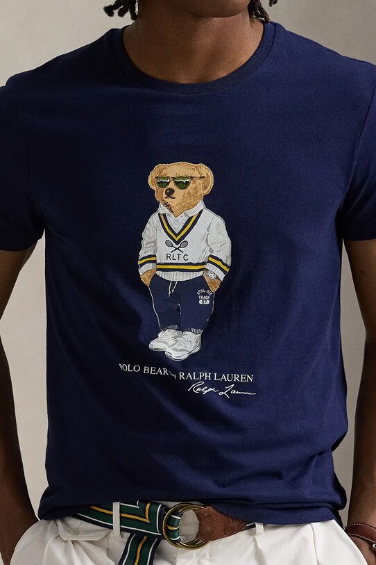 Памучна тениска Polo Ralph Lauren тъмносин 710973137