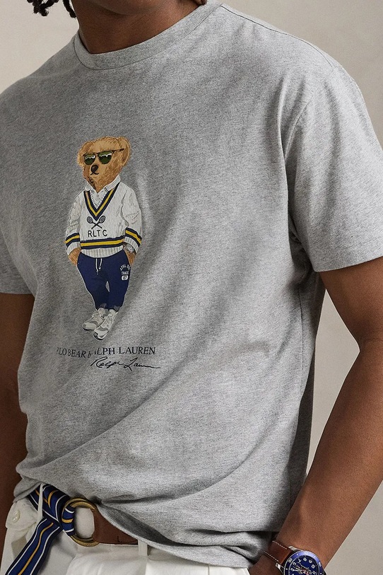 Bombažna kratka majica Polo Ralph Lauren siva 710973137