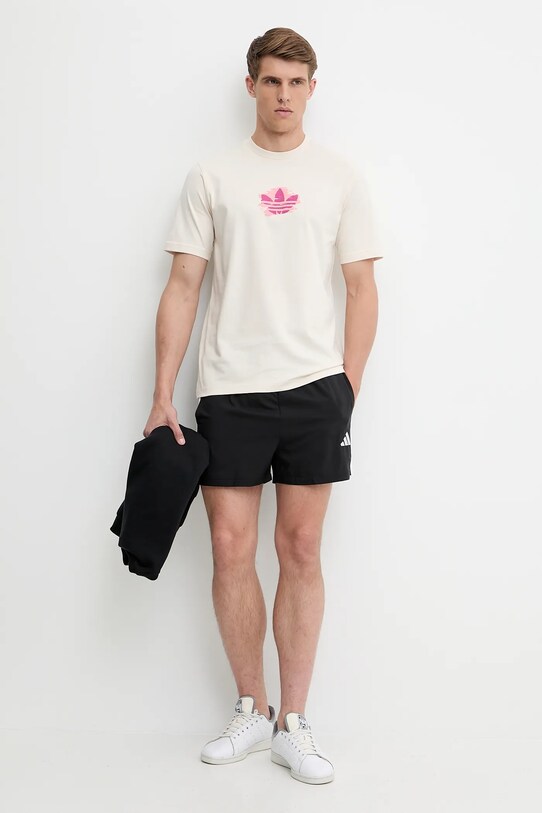 Хлопковая футболка adidas Originals Graphic Tee KC4943 бежевый SS25