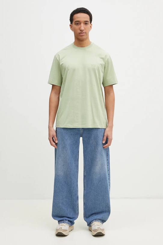 Бавовняна футболка Y-3 Regular SS Tee JM7860 зелений