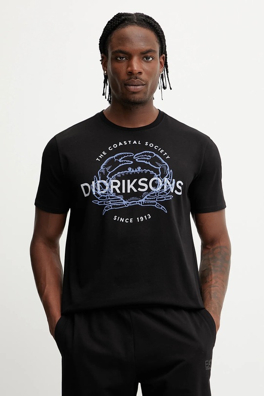 Didriksons t-shirt bawełniany HARALD nadruk czarny 505978