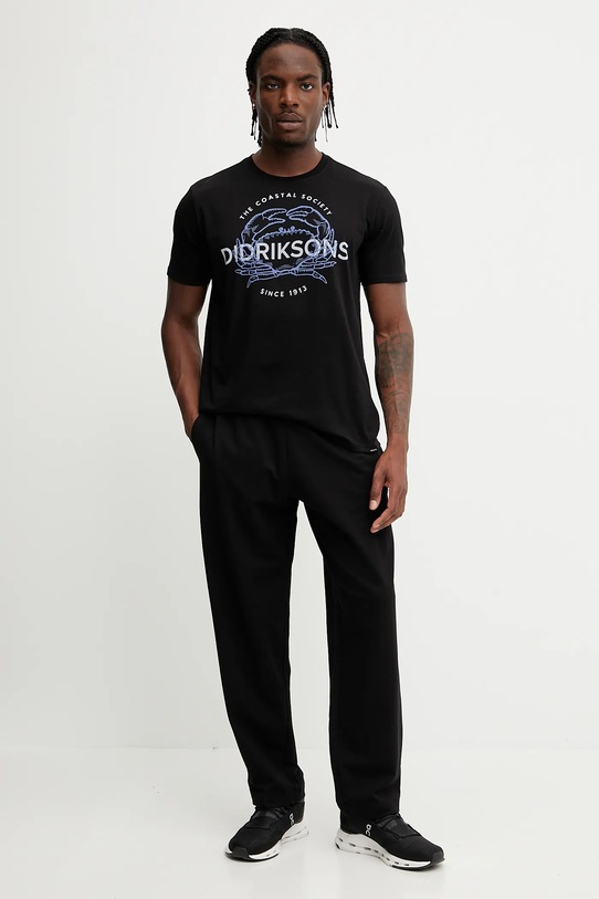 Didriksons t-shirt bawełniany HARALD 505978 czarny SS25