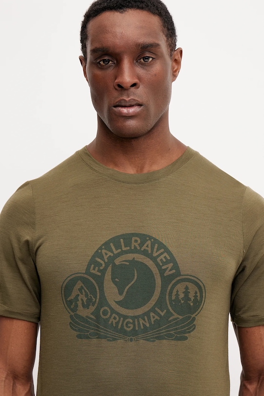 Fjallraven maglietta sportiva Abisko Wool Classic sovrastampa verde F84117