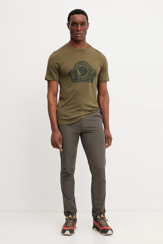 Fjallraven t-shirt sportowy Abisko Wool Classic F84117 zielony SS25