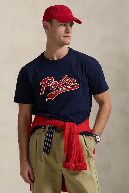 Бавовняна футболка Polo Ralph Lauren Tee бавовна темно-синій 710964477