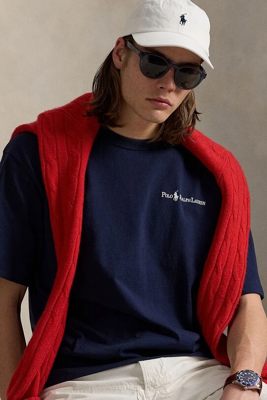Polo Ralph Lauren pamut póló Tee 710964714 sötétkék