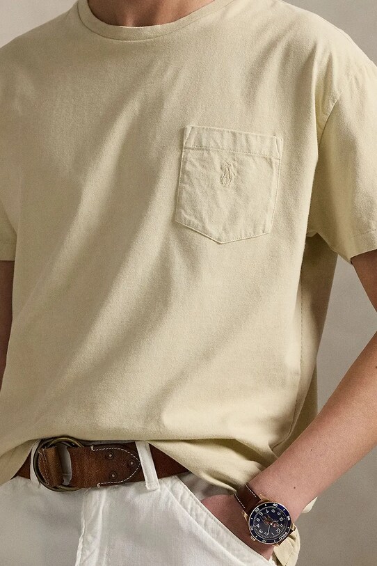 Хлопковая футболка Polo Ralph Lauren Tee бежевый 710969628