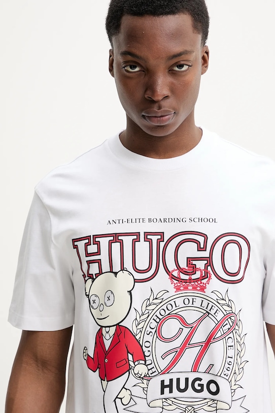 Βαμβακερό μπλουζάκι HUGO λευκό 50538254