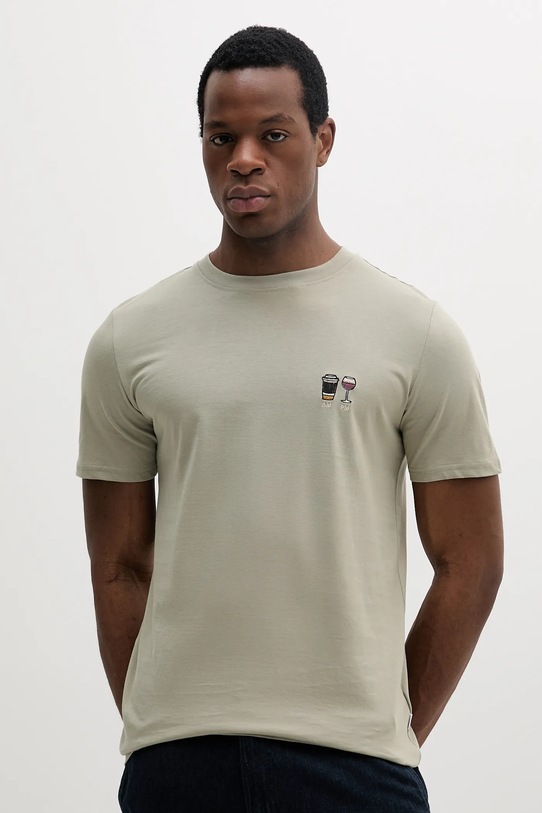Lindbergh t-shirt bawełniany regular zielony 30.400235.FADED.KHAKI