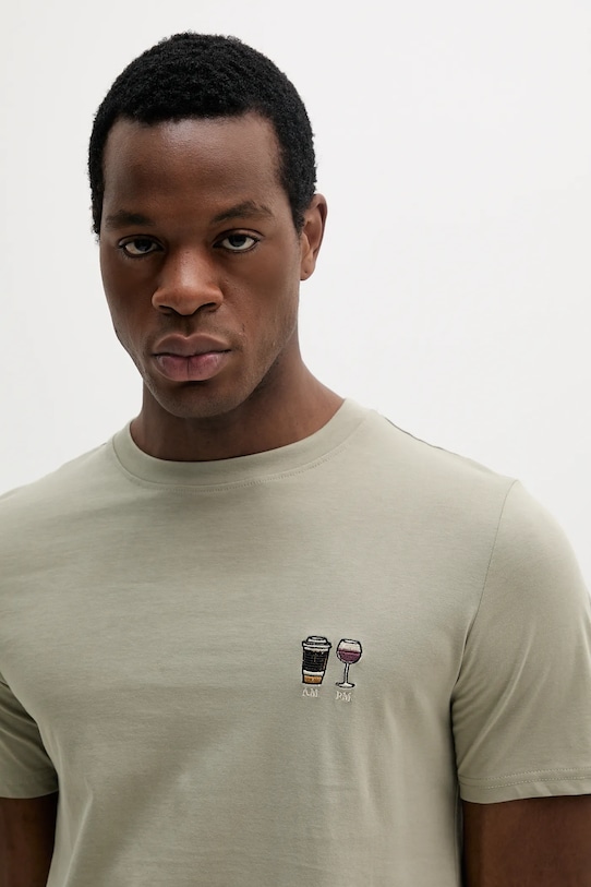 Lindbergh t-shirt bawełniany zielony 30.400235.FADED.KHAKI