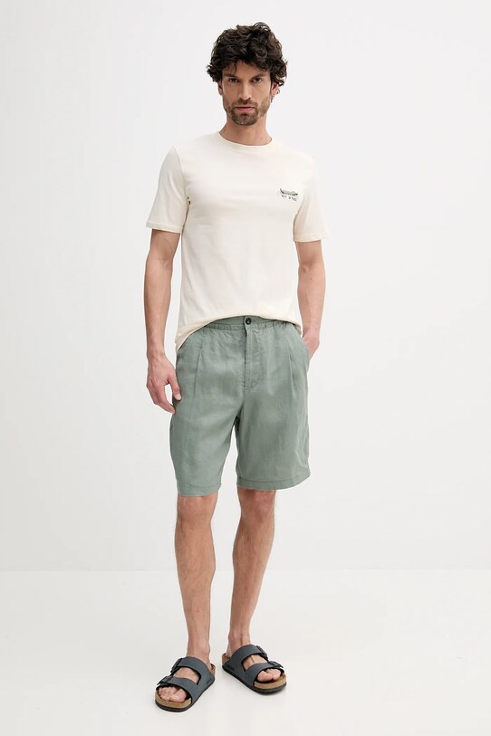Lindbergh t-shirt bawełniany 30.400235.FADED.STONE beżowy SS25